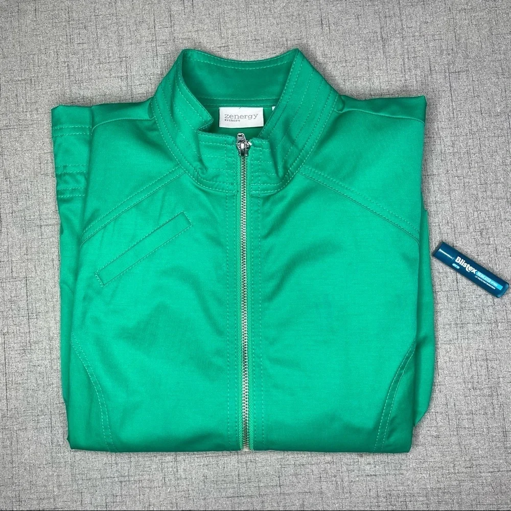 Chico’s 3/4 Sleeve Zip Front Vinny Jacket in Vivid Green Spring Jacket - Picture 10 of 11
